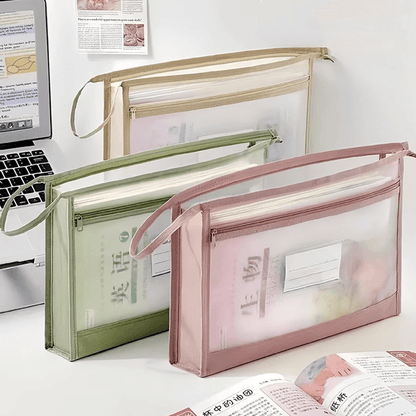 Large A4 Mesh Document Organizer – Double-Zip Clear Storage Bag for Travel, Office & School