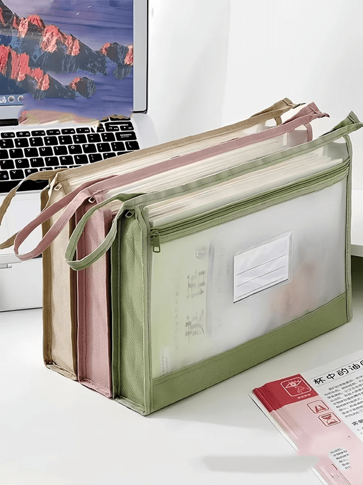 Large A4 Mesh Document Organizer  DoubleZip Clear Storage Bag For Travel Office  School 1