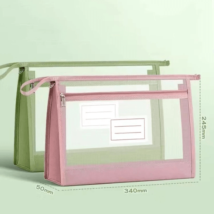 Large A4 Mesh Document Organizer  DoubleZip Clear Storage Bag For Travel Office  School 2