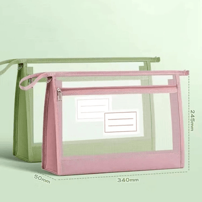 Large A4 Mesh Document Organizer  DoubleZip Clear Storage Bag For Travel Office  School 2