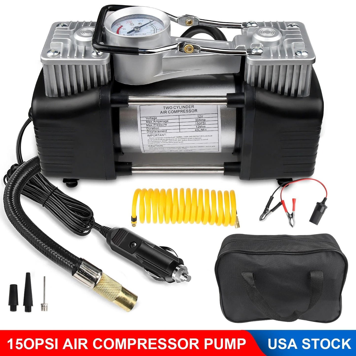Portable Car Tire Inflator Heavy Duty Electric Air Compressor Pump For Auto  Vehicles 5