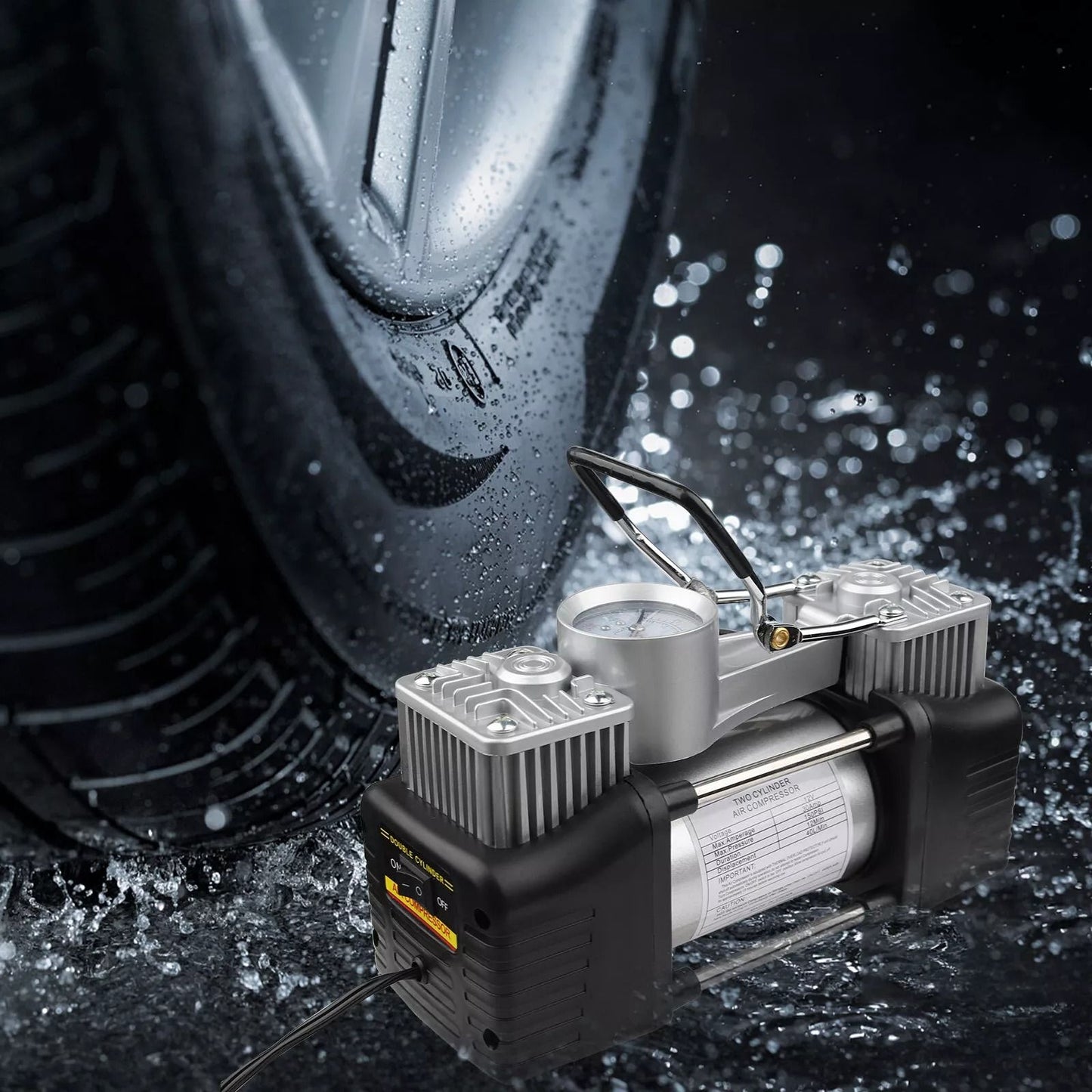 Portable Car Tire Inflator, Heavy Duty Electric Air Compressor Pump for Auto & Vehicles