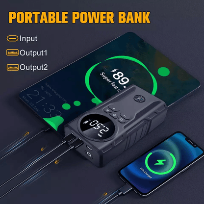 MultiFunction Car Jump Starter Booster Jumper Box Power Bank Battery Charger  Air Pump For Vehicle