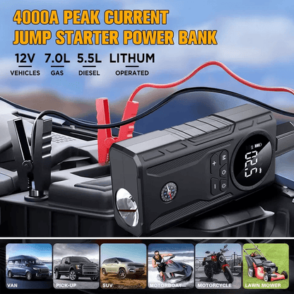 MultiFunction Car Jump Starter Booster Jumper Box Power Bank Battery Charger  Air Pump For Vehicle