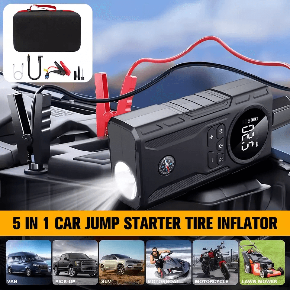 MultiFunction Car Jump Starter Booster Jumper Box Power Bank Battery Charger  Air Pump For Vehicle