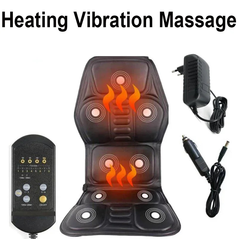 Electric Portable Heating Vibrating Back Massager Cushion For Car Home  Office Lumbar  Neck Pain Re 1