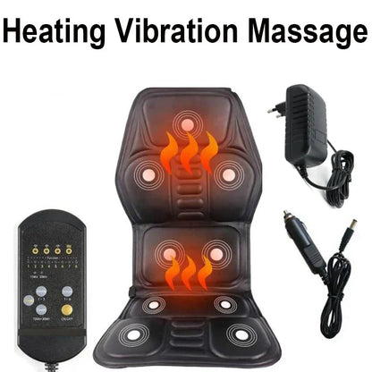 Electric Portable Heating Vibrating Back Massager Cushion For Car Home  Office Lumbar  Neck Pain Re 1
