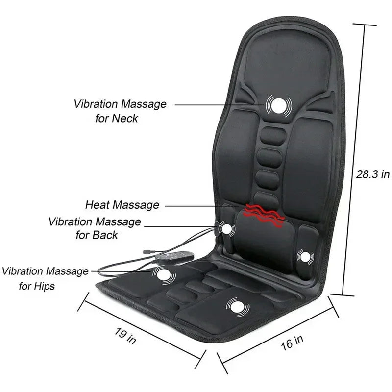 Electric Portable Heating Vibrating Back Massager Cushion For Car Home  Office Lumbar  Neck Pain Re 5