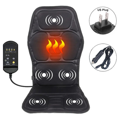 Electric Portable Heating Vibrating Back Massager Cushion For Car Home  Office Lumbar  Neck Pain Re 6