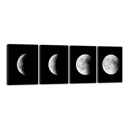 Black Abstract Moon Canvas Painting, High Definition Wall Art for Home & Office