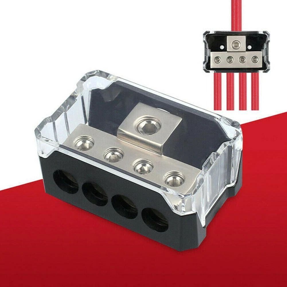 Heavy-Duty Amp Distribution Block, 0/2/4 to 4/8/10 Gauge Power Ground Splitter for Stereo Systems