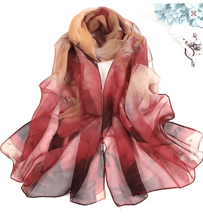 Floral Summer Beach Scarf For Women  Lightweight Silk Shawl Wrap For Sun Protection  Style 5