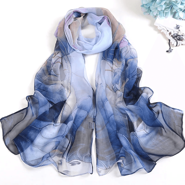 Floral Summer Beach Scarf For Women  Lightweight Silk Shawl Wrap For Sun Protection  Style 1