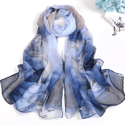 Floral Summer Beach Scarf For Women  Lightweight Silk Shawl Wrap For Sun Protection  Style 1