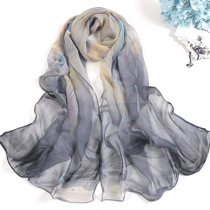 Floral Summer Beach Scarf For Women  Lightweight Silk Shawl Wrap For Sun Protection  Style 2