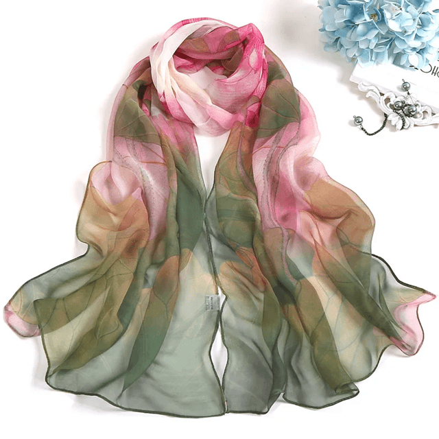 Floral Summer Beach Scarf For Women  Lightweight Silk Shawl Wrap For Sun Protection  Style 3