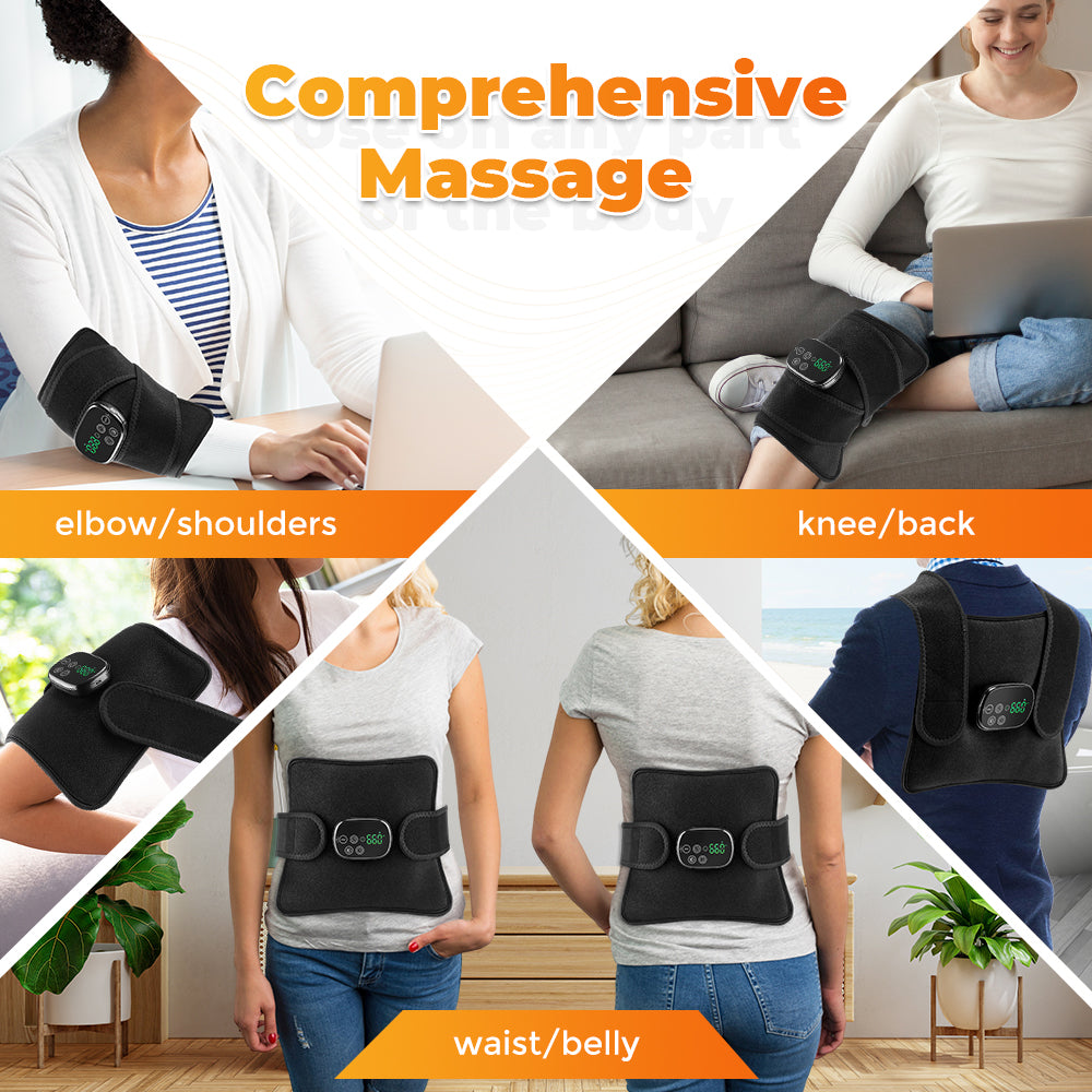 Wireless Electric Infrared Knee Pad Support Brace, Thermal Light Heating Vibration Massager for Back, Waist & Leg Joint
