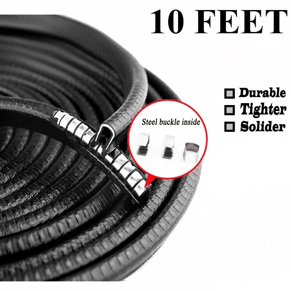 10FT Car Door Trim Black– Rubber Edge Guard Seal Protector Scratch & Metal Moulding for Auto Protection