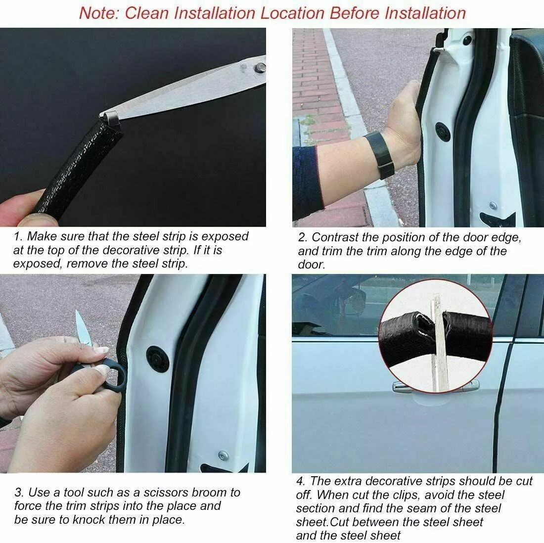 10FT Car Door Trim Black Rubber Edge Guard Seal Protector  Scratch  Metal Moulding For Auto Protect 4