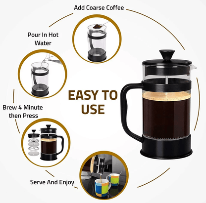 Premium Kitchen French Coffee Press Espresso  Tea Maker With Triple Filters Durable Stainless Steel 6