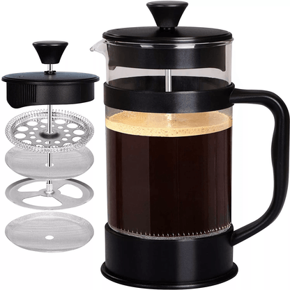 Premium Kitchen French Coffee Press, Espresso & Tea Maker with Triple Filters, Durable Stainless Steel Plunger, Home Use