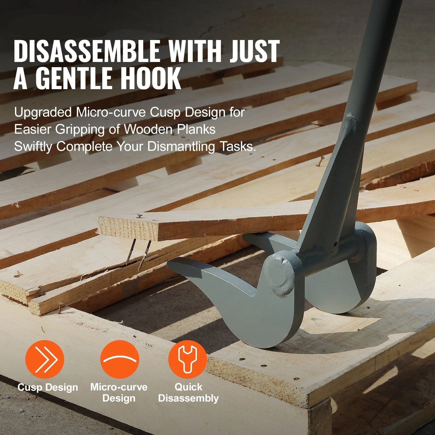 HeavyDuty Pallet Buster Tool  50Inch Handle Deck Wrecker Pry Bar For 2000 Lbs Pallets  Demolition W 4