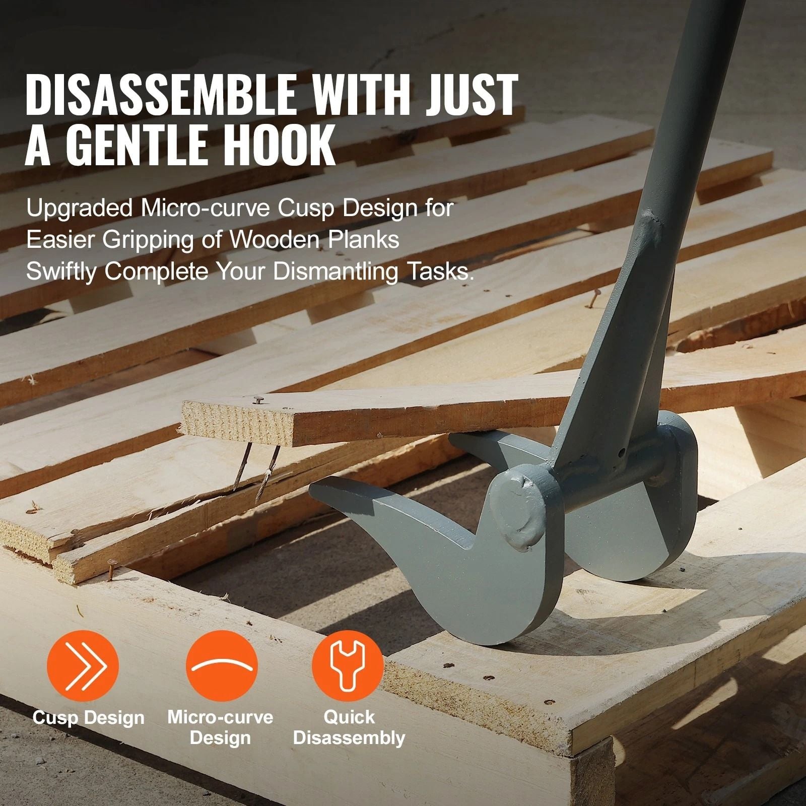 HeavyDuty Pallet Buster Tool  50Inch Handle Deck Wrecker Pry Bar For 2000 Lbs Pallets  Demolition W 4