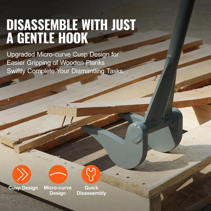 HeavyDuty Pallet Buster Tool  50Inch Handle Deck Wrecker Pry Bar For 2000 Lbs Pallets  Demolition W 4