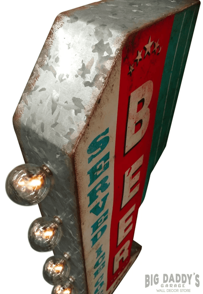 BEER Ice Cold On Draft Double Sided Metal Sign W LED Lights Retro Craft Bar  Man Cave Decor 4