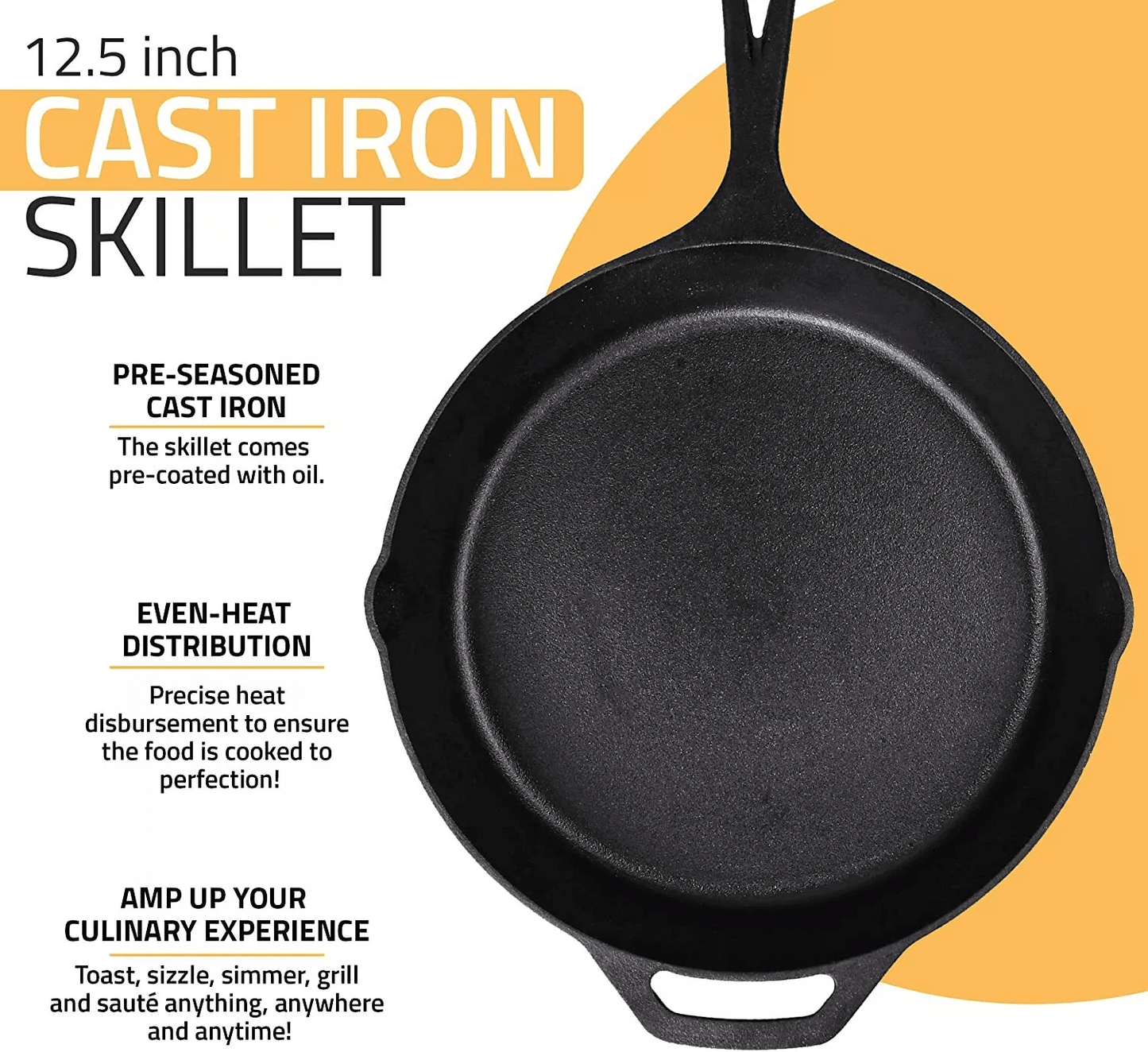 PreSeasoned Cast Iron Skillet By Utopia Kitchen HeavyDuty Multipurpose Frying Pan For Cooking Bakin 5