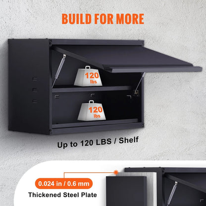 HeavyDuty WallMounted Metal Storage Cabinet  Adjustable Shelf Holds 120lbs Per Shelf 240lbs Total C 1