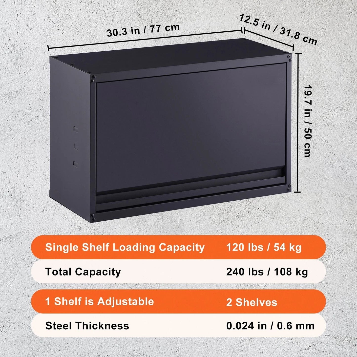 HeavyDuty WallMounted Metal Storage Cabinet  Adjustable Shelf Holds 120lbs Per Shelf 240lbs Total C 7