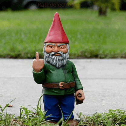 Naughty Garden Gnome Lawn Ornament, Funny Middle Finger Gnome for Indoor & Outdoor Garden Decor