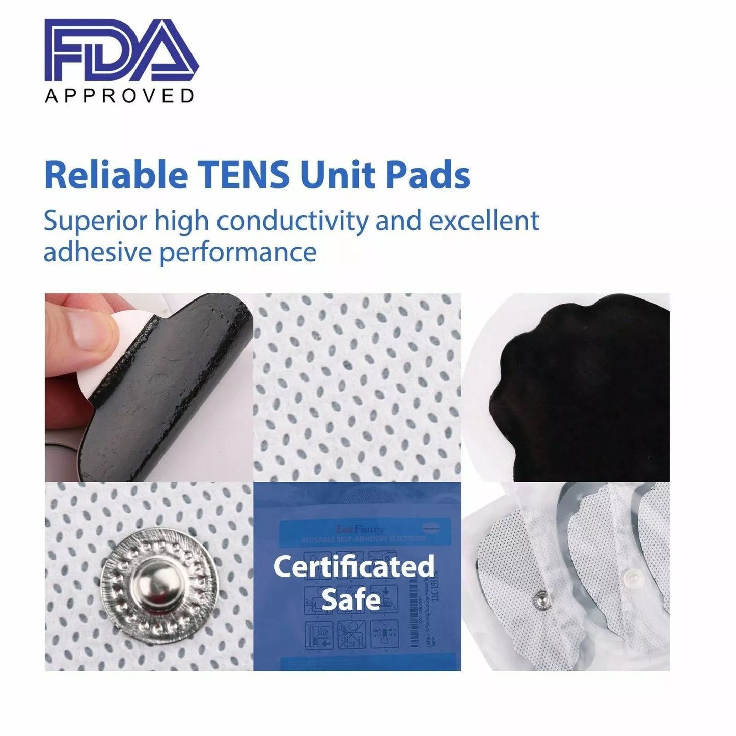 40 Replacement Electrode Pads For TENS Units Super Value Snap TENS Electrodes 3