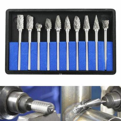 Tungsten Carbide Rotary Burr Set 10pc 18 Shank Drill Bits For Engraving Grinding  Shaping 3