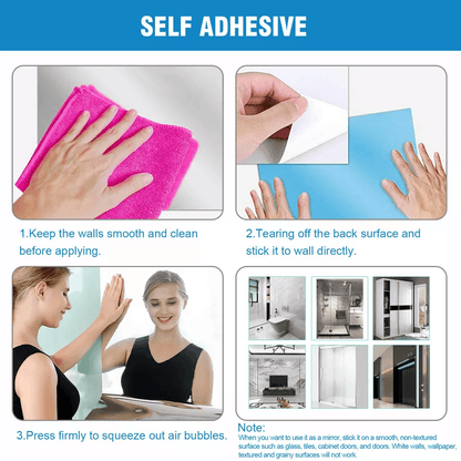 Self Adhesive Mirror Reflective Wall Sticker Film Bendable PET Kitchen  Home Decor 4
