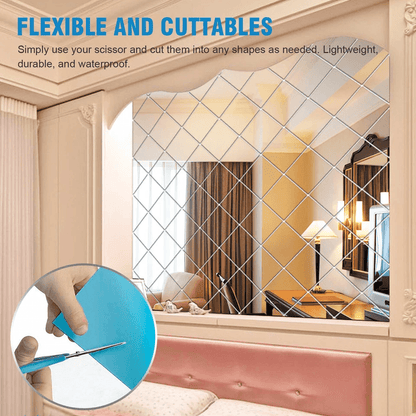 Self Adhesive Mirror Reflective Wall Sticker Film Bendable PET Kitchen  Home Decor 2