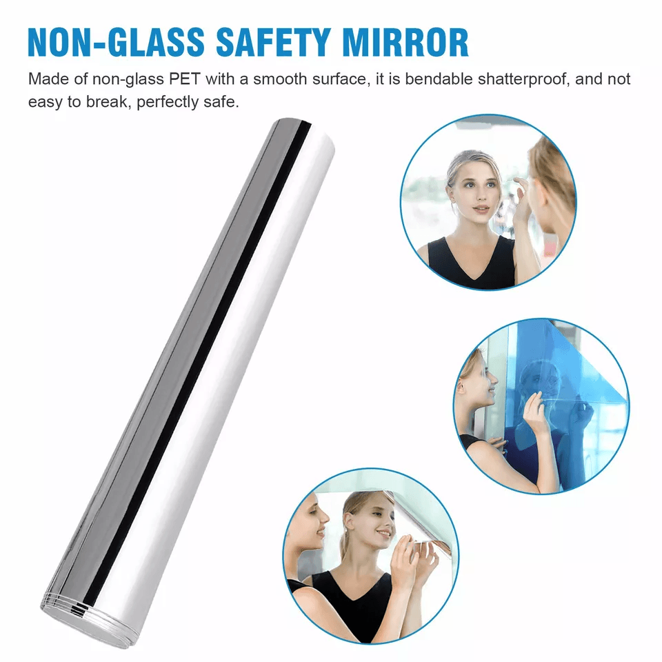 Self Adhesive Mirror Reflective Wall Sticker Film Bendable PET Kitchen  Home Decor 1