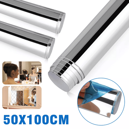 Self Adhesive Mirror Reflective Wall Sticker Film, Bendable PET Kitchen & Home Decor