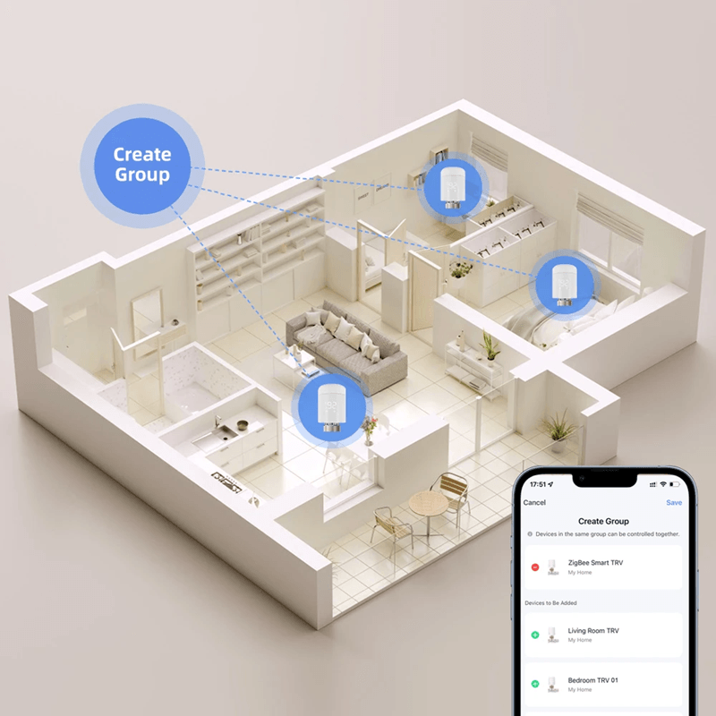 AVATTO Tuya Smart Radiator Valve  WiFi Thermostatic TRV Temperature Controller With Alexa And Googl 4