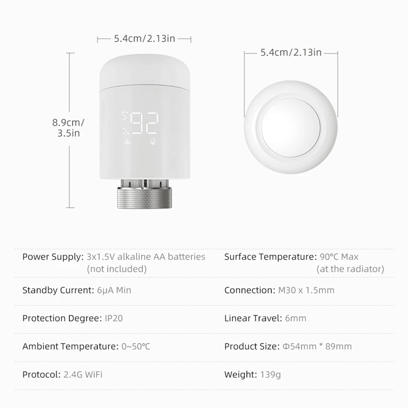 AVATTO Tuya Smart Radiator Valve  WiFi Thermostatic TRV Temperature Controller With Alexa And Googl 5