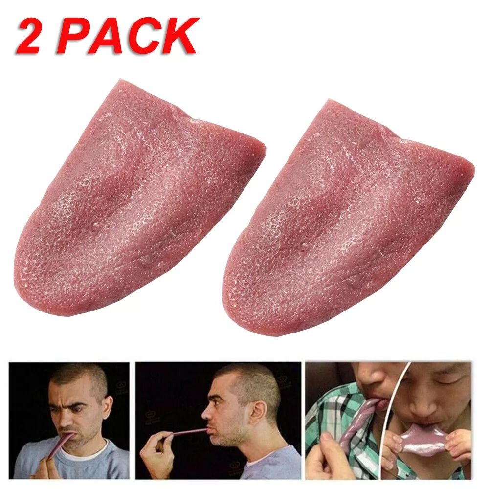 2 Pack Realistic Fake Tongue  Stretchable Gag Joke Prank Toy For Magic Tricks  Scary Funny Pranks 9