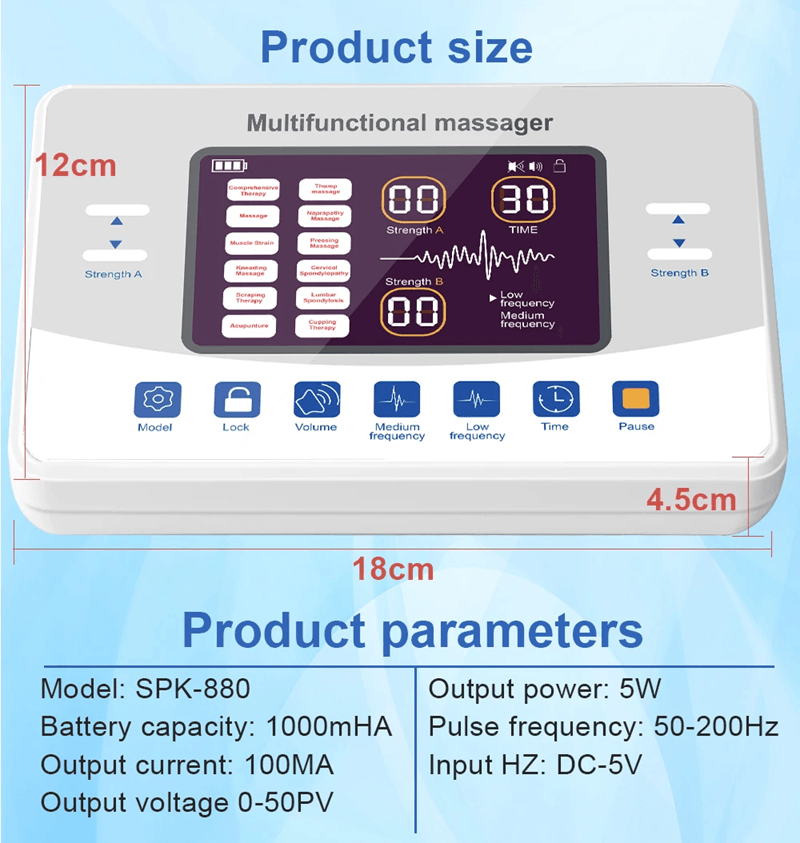 12Mode TENS And EMS Pulse Massager  Electronic Muscle Stimulator For Pain Relief And Recovery 11