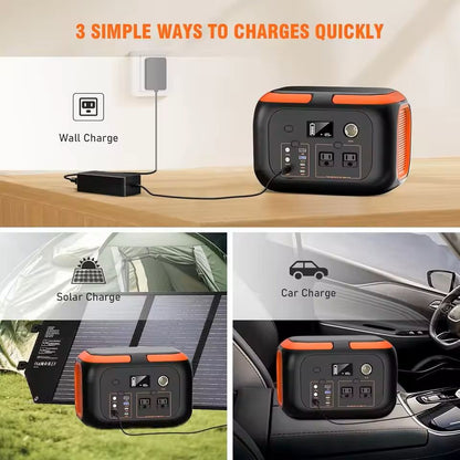 Portable Power Station with AC Outlets – 200W / 300W / 600W Solar Generator for Camping and Home Backup