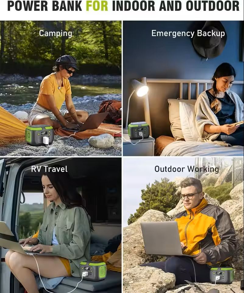 Portable Power Station With AC Outlets  200W  300W  600W Solar Generator For Camping And Home Backu 4