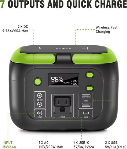 Portable Power Station With AC Outlets  200W  300W  600W Solar Generator For Camping And Home Backu 6