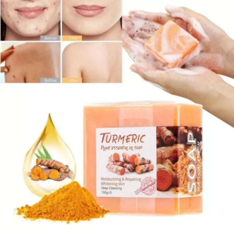 Turmeric Soap Bar For Whitening Brightening Skin Natural Acne Blemish Corrector Dark Spot Remover W 7