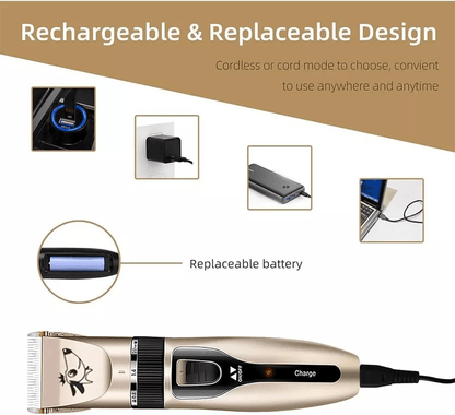 Dog Cat Pet Grooming Kit Rechargeable Cordless Electric Hair Clipper Trimmer Set With Dual Blades L 6