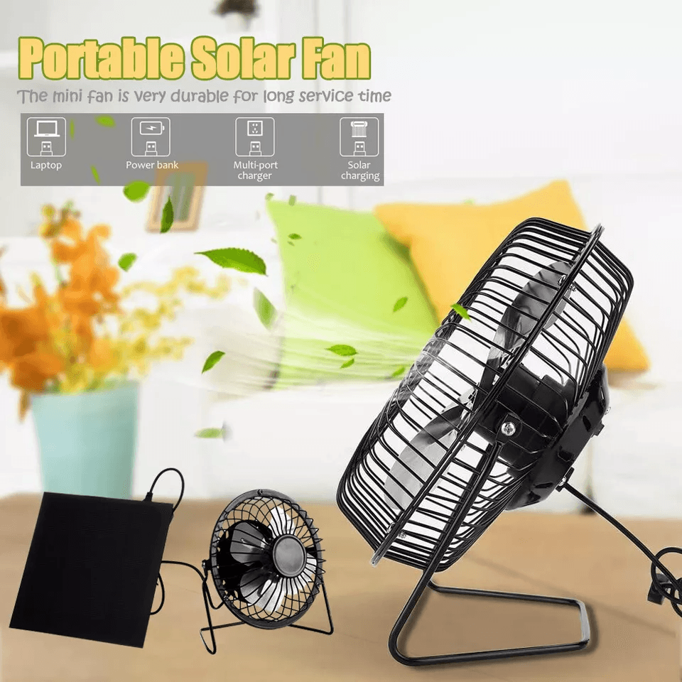 Portable Solar Mini Ventilator Fan USB Powered Waterproof Fan For Greenhouse Dog Chicken House  Out 1