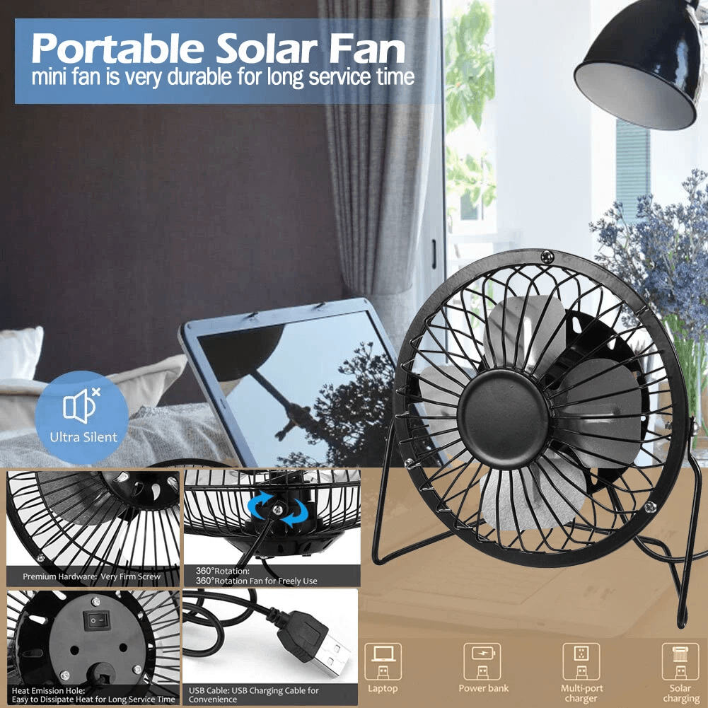Portable Solar Mini Ventilator Fan USB Powered Waterproof Fan For Greenhouse Dog Chicken House  Out 3